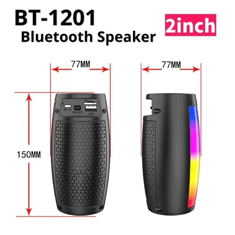 Lanfy #   BT-1202 Tragbarer Bluetooth-Lautsprecher mit bunter 360-LED-Lichtshow