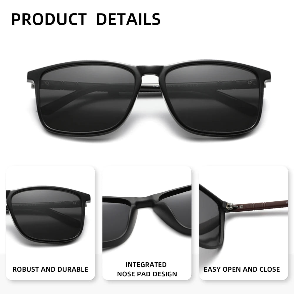 Klassische rechteckige Sonnenbrille für Männer und Frauen, zum Fahren, Angeln, UV400-Schutz, polarisierte Modebrille