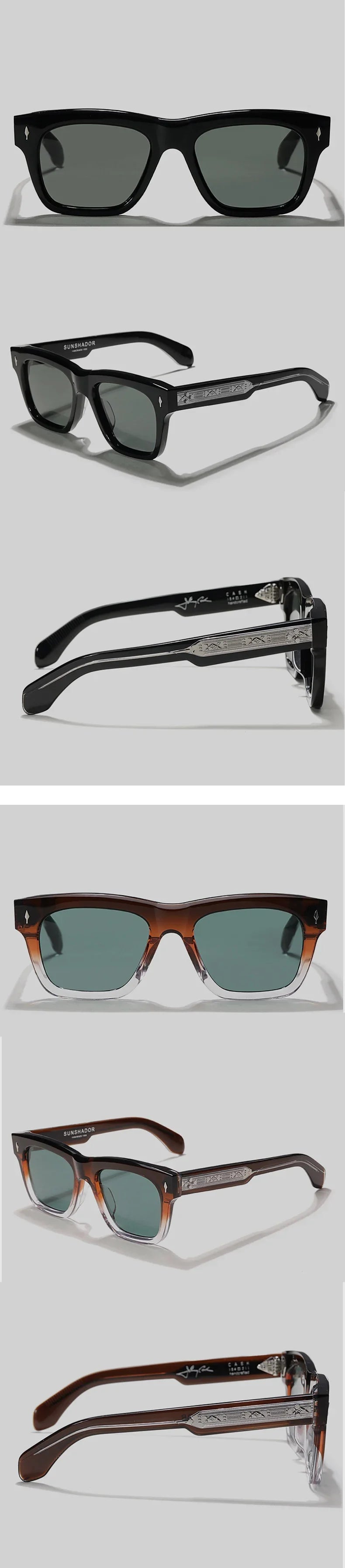 Sonnenbrille für Männer und Frauen, hochwertige handgefertigte quadratische Acetat-CASH-Luxusmarke, Designer, Outdoor-Sport, UV400, trendige Sonnenbrille