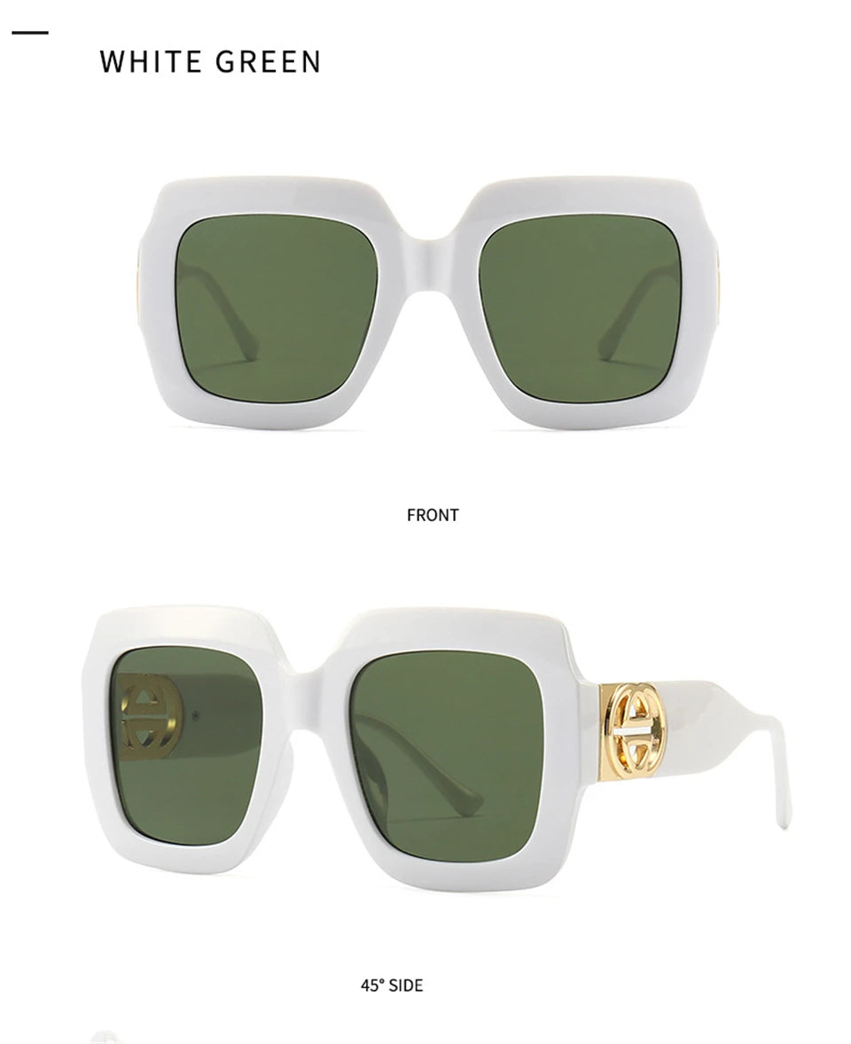 2024 Retro übergroße quadratische Sonnenbrille Frauen Luxusmarke Big Frame Sonnenbrille für Männer Vintage Punk Shades UV400 Tendy Brillen