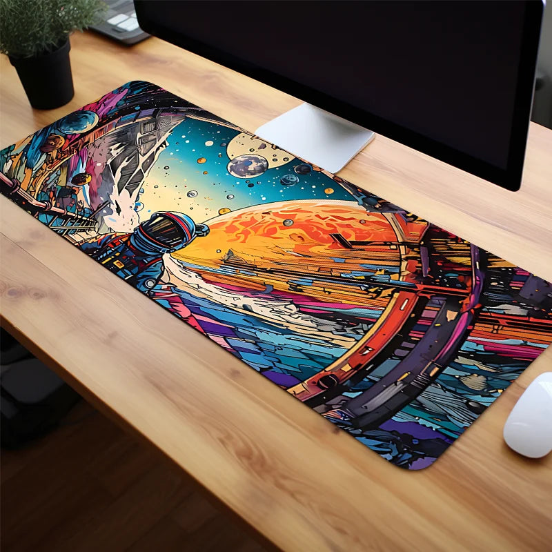 Farbiges Astronauten-Mauspad, Schreibtischzubehör, rutschfeste Gummiunterseite für Gamer und Büro, perfektes Geschenk für Freunde und Teenager