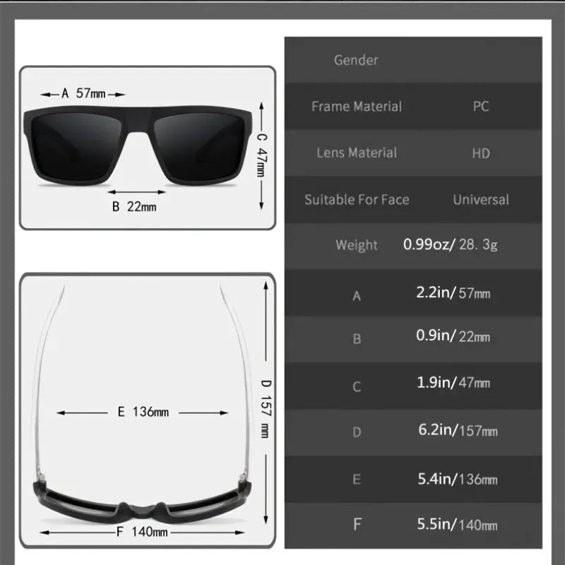 Mode Sonnenbrillen Quadratische Männliche Sonnenbrille Vintage Fahren Angeln Reise Brillen Sport Shades Klassisch