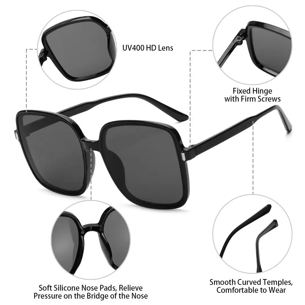 Übergroße Sonnenbrille für Frauen Luxus Vintage quadratische Sonnenbrille klassische UV400 Big Frame Lady Brillen