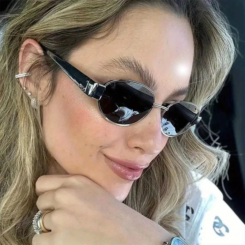 Retro Steampunk Sonnenschutz Sonnenbrille Vintage Neue Damen Metall Oval Sonnenbrille Damen Klassische UV400 Sonnenschutz Brillen