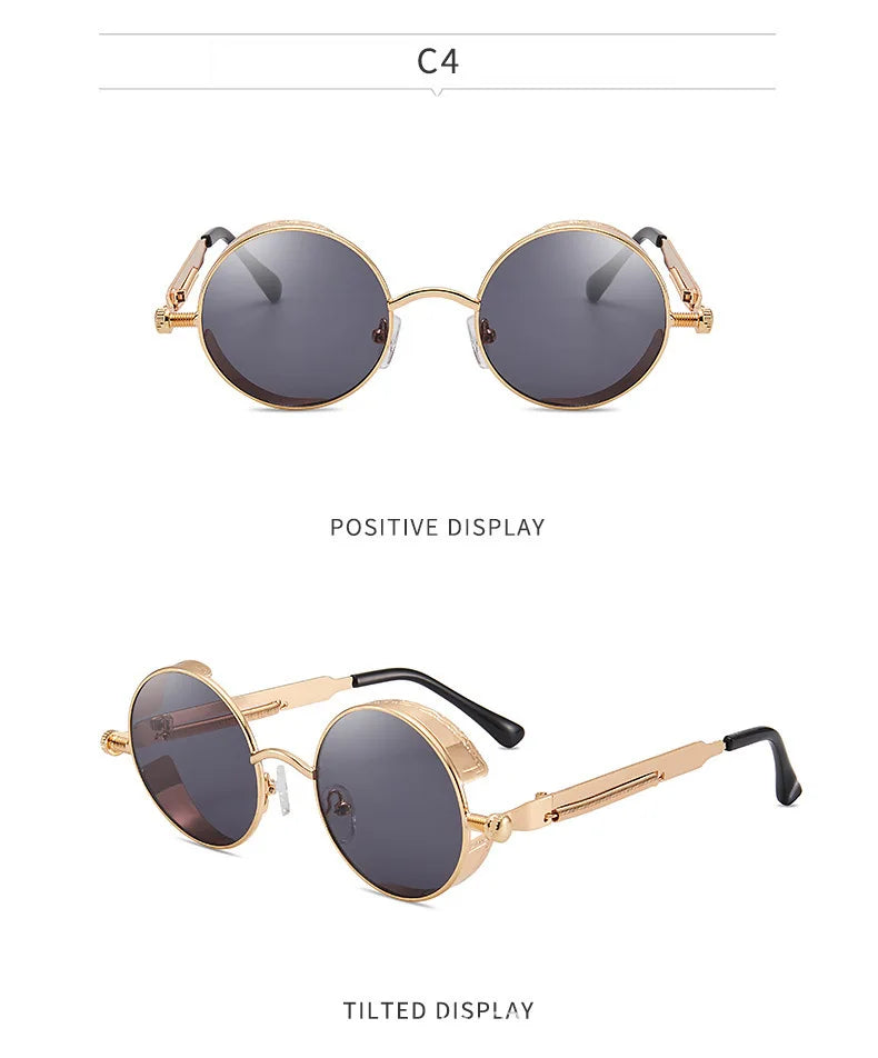 Klassische Steampunk Sonnenbrille Männer Frauen Retro Gothic Runde Herren Sonnenbrille Mode Punk Party Fahr schirme Lunette de Soleil