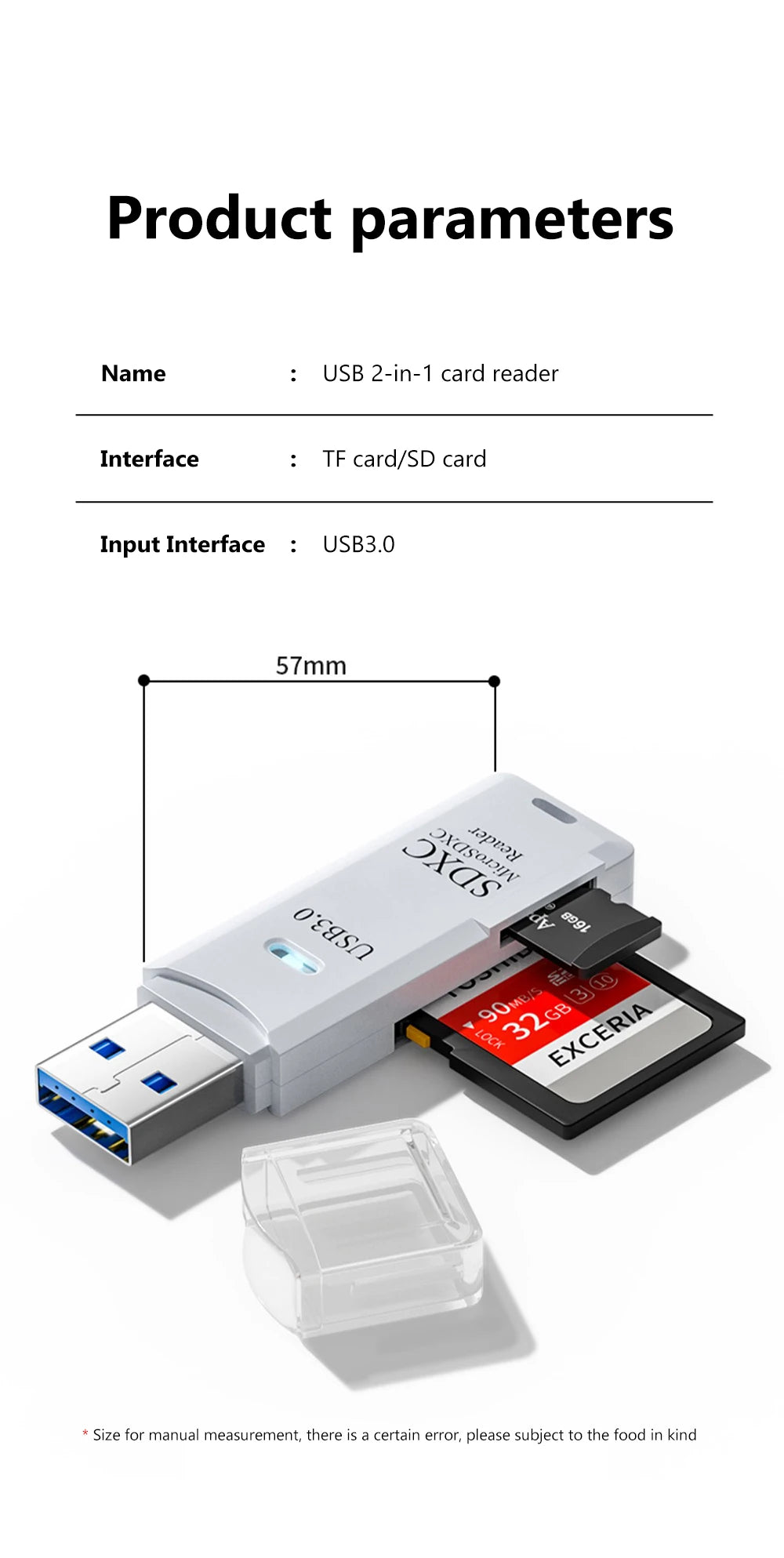 2-in-1 USB 3.0 Kartenleser Micro TF SD Kartenleser USB-Adapter Hochgeschwindigkeitskartenleser TF Speicherkarte für PC Laptop Zubehör
