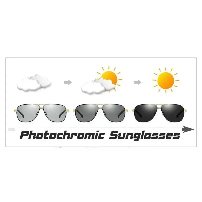 1PC Top Aluminium Magnesium Platz Polarisierte Photochrome Sonnenbrille Männer Sonnenbrille Sicherheit Fahren Oculos De Sol Masculino