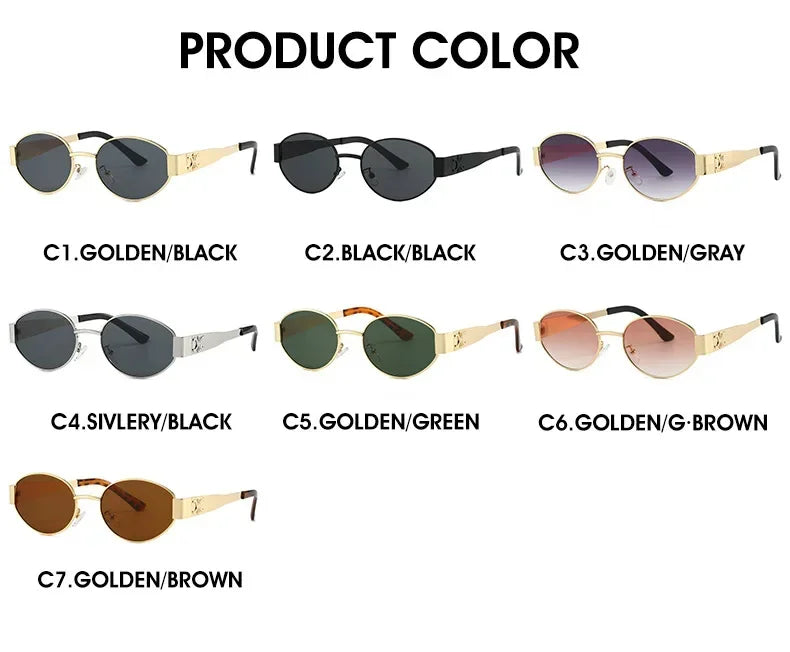 Luxuriöse Metall-Sonnenbrille für Damen und Herren, Unisex, Designer-Mode-Sonnenbrille, oval, Unisex, stilvolle Brillenschirme, UV400