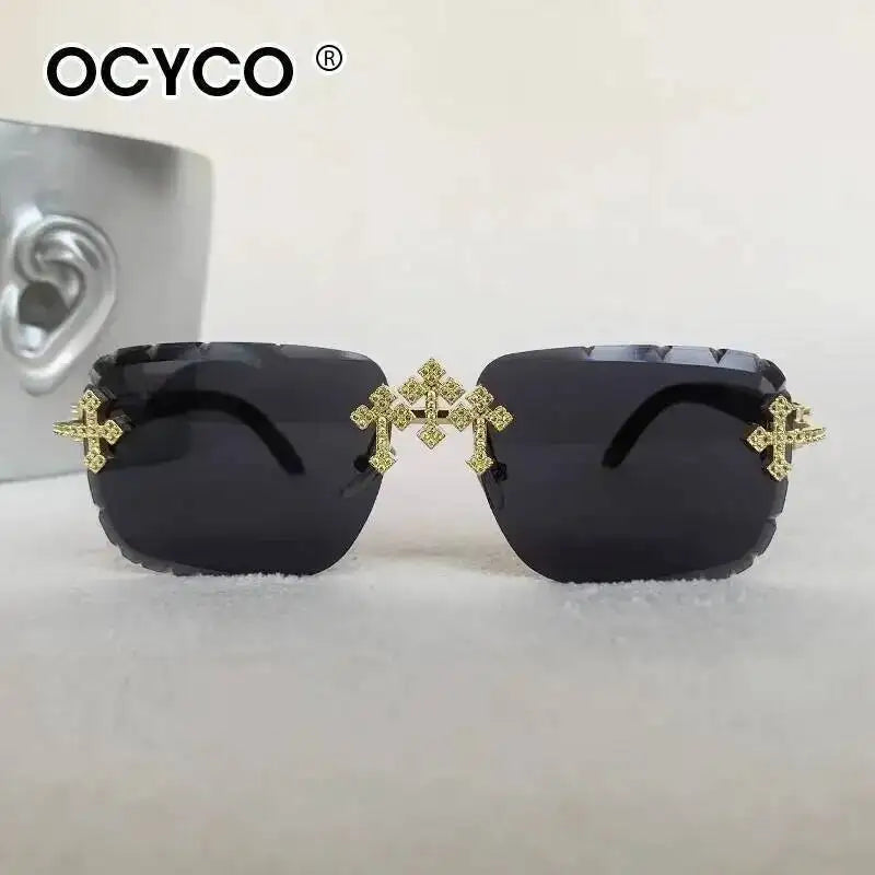 2026 Neue Steampunk Randlose Quadratische Sonnenbrille für Herren Luxusmarke Vintage Schneidgläser Sonnenbrille Trendige Schattierungen Eyewear UV400