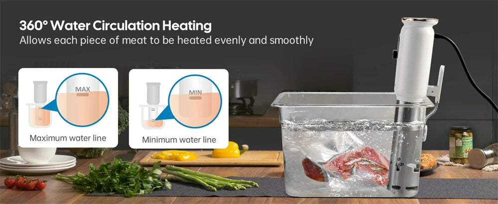 INKBIRD ISV-101W WiFi Sous Vide Cooker, 1000 W, 0,1 ° C Precision, 3D-Heizung, App-Steuerung, USDA-Rezepte, Voralarm, Sicherheitsfunktion