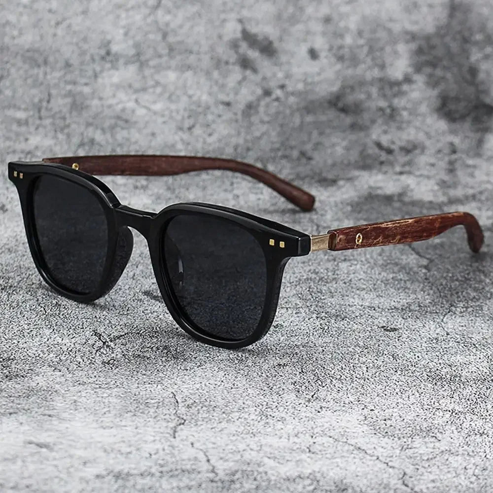 Trendige Retro-Sonnenbrille mit Holzmaserung – polarisierter UV-Schutz für Männer und Frauen, perfekt für Radfahren und Straßenfotografie im Freien