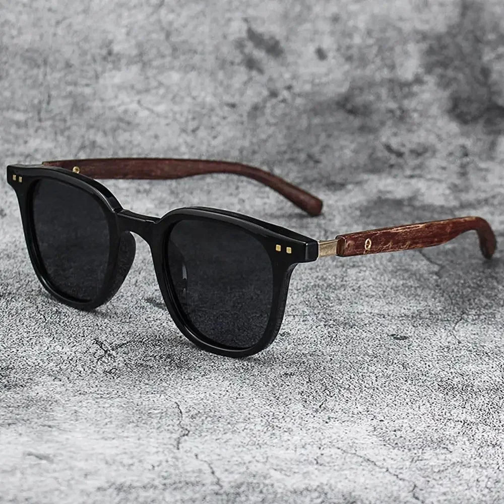 Trendige Retro-Sonnenbrille mit Holzmaserung – polarisierter UV-Schutz für Männer und Frauen, perfekt für Radfahren und Straßenfotografie im Freien