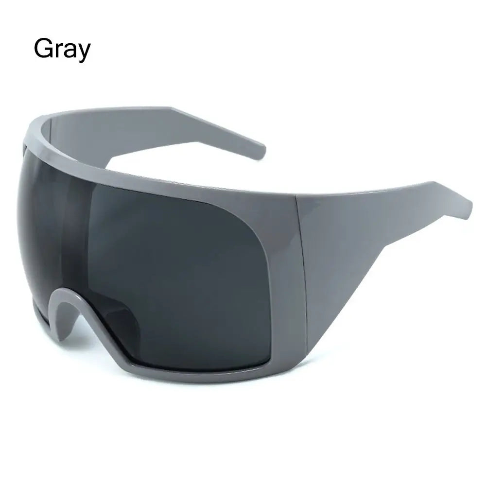 Futuristische Wrap-Around-Sonnenbrille Rave gebogene Linse UV400-Schutz 2000er Brillen übergroße Y2K-Sonnenbrille für Frauen und Männer