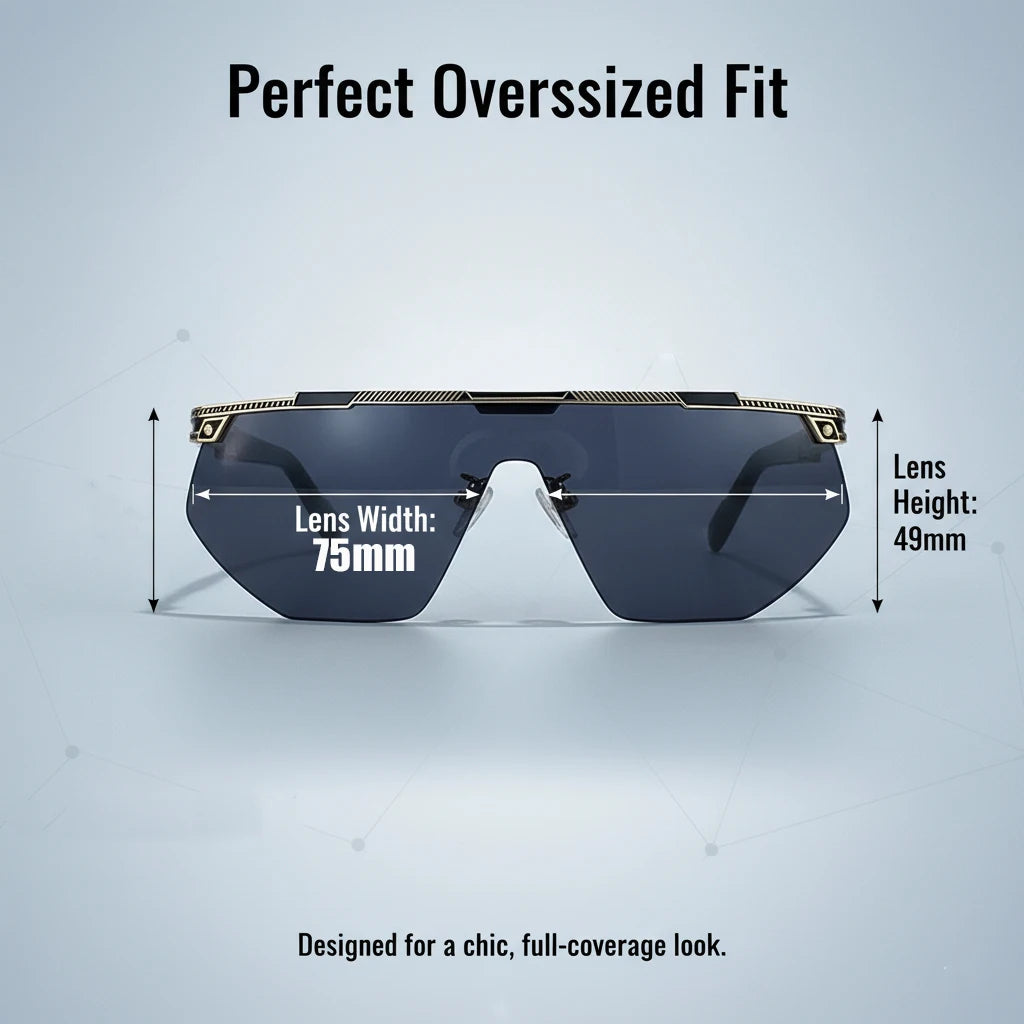 Übergroße Sport-Wrap-Around-Sonnenbrille für Damen 2026 – Luxusmarke Steampunk Shield Goggle Mask Sonnenbrille für Damen UV400 Schutz