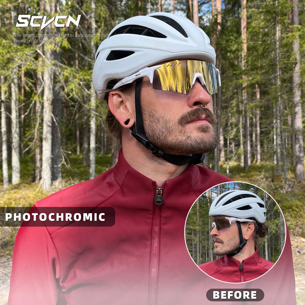 SCVCN Photochrome fahrrad Radfahren brille UV400 Fahrrad reiten Brillen Sport MTB Outdoor Sport Golf Camping Fahren Okulare