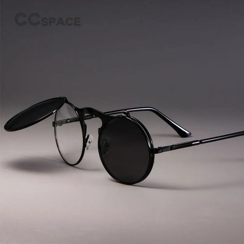 3057 STEAMPUNK Retro Runde Flip Sonnenbrille Männer Frauen Metall Zwei Paar Gläser KREIS SONNENBRILLE UV400