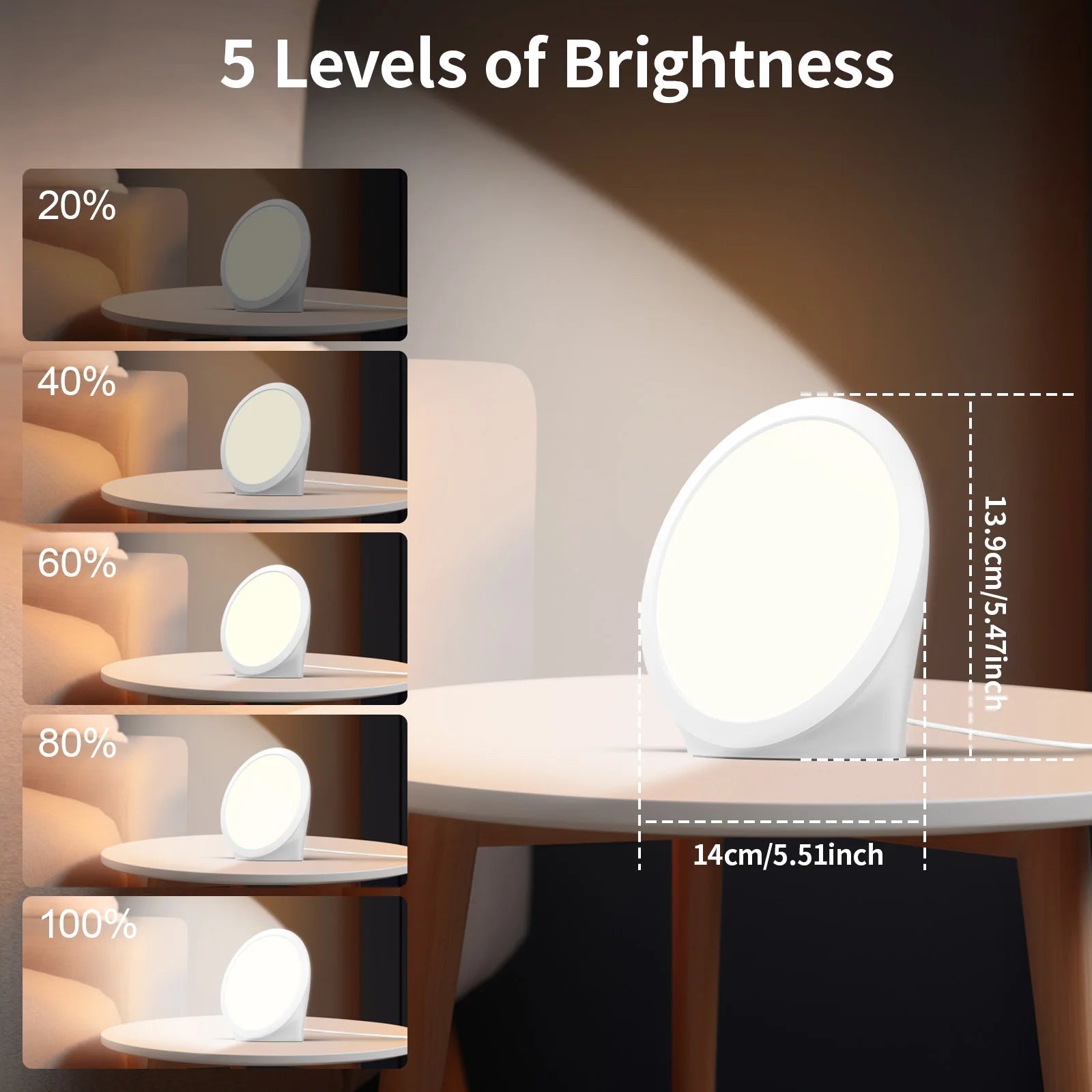 SAD-Lampe, Tageslichtlampe mit 3 Farbtemperaturen, 6 Timer, Speicherfunktion, Touch-Steuerung für Büro/Schreibtisch/Zuhause/Schlaf