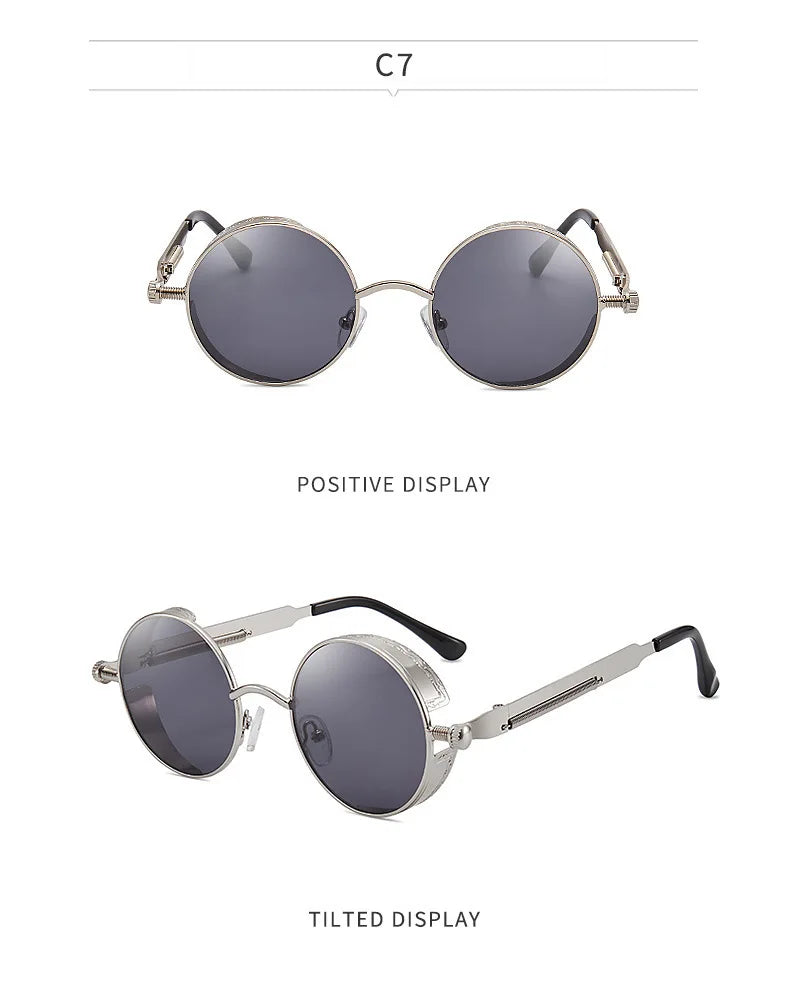 Klassische Steampunk Sonnenbrille Männer Frauen Retro Gothic Runde Herren Sonnenbrille Mode Punk Party Fahr schirme Lunette de Soleil