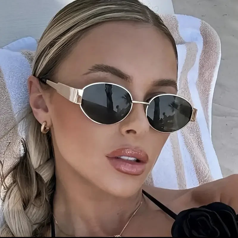 Retro Steampunk Sonnenschutz Sonnenbrille Vintage Neue Damen Metall Oval Sonnenbrille Damen Klassische UV400 Sonnenschutz Brillen