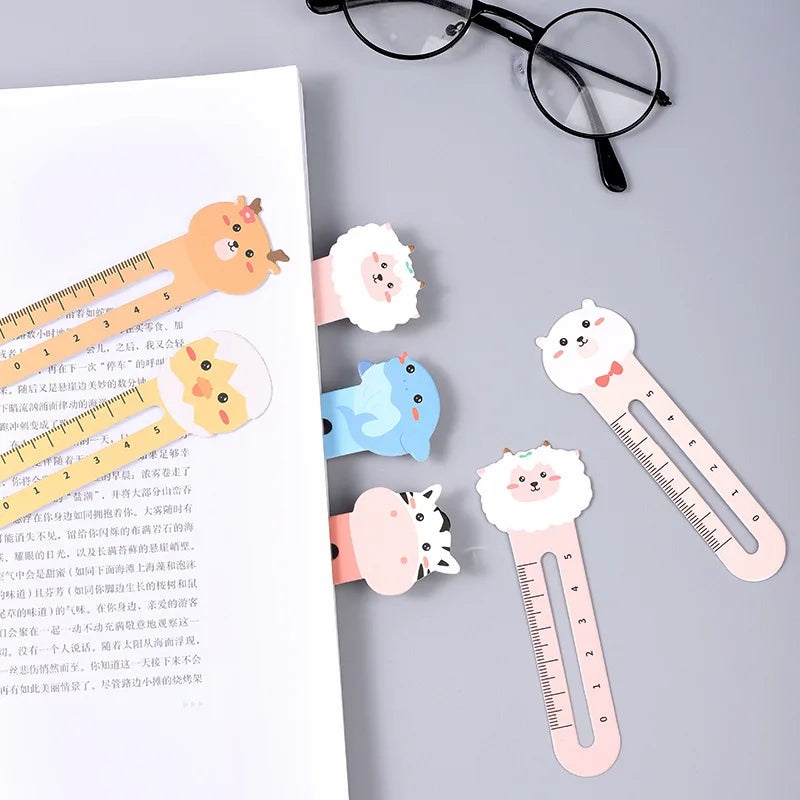 50 Stück Cartoon niedliches Tier Papier Lesezeichen Karte Anzug Mini Lineal Lesezeichen Marker Clip Student kreatives Briefpapier Geschenk Awards