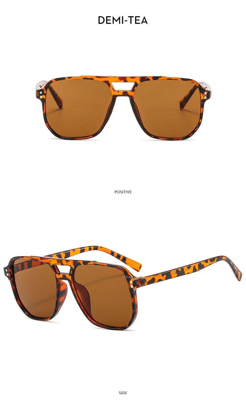 Vintage Quadratische Sonnenbrille für Frauen Männer Dicker Rahmen Doppelte Brücken Brillen Weibliche Chic Polygon Sonnenbrille UV400 Shades