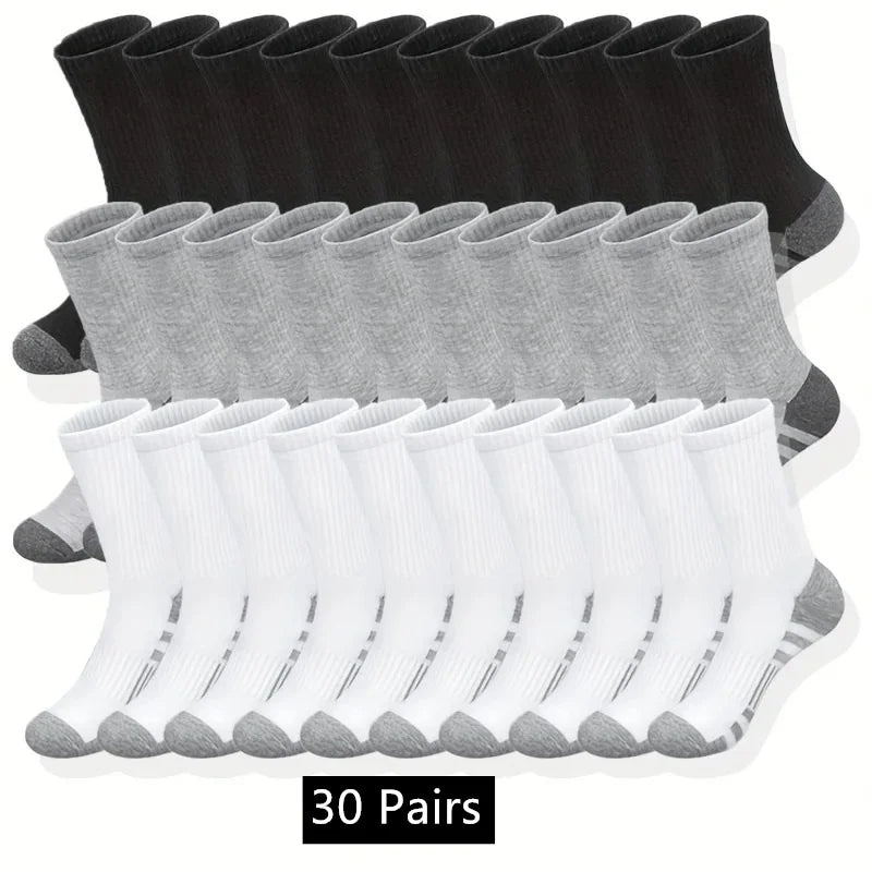 10/20/30 Paar klassische Crew-Socken für Herren, Unisex, Sportsocken für Herren, Laufen, Basketball, rutschfest, für den Außenbereich, atmungsaktiv, Herrensocken