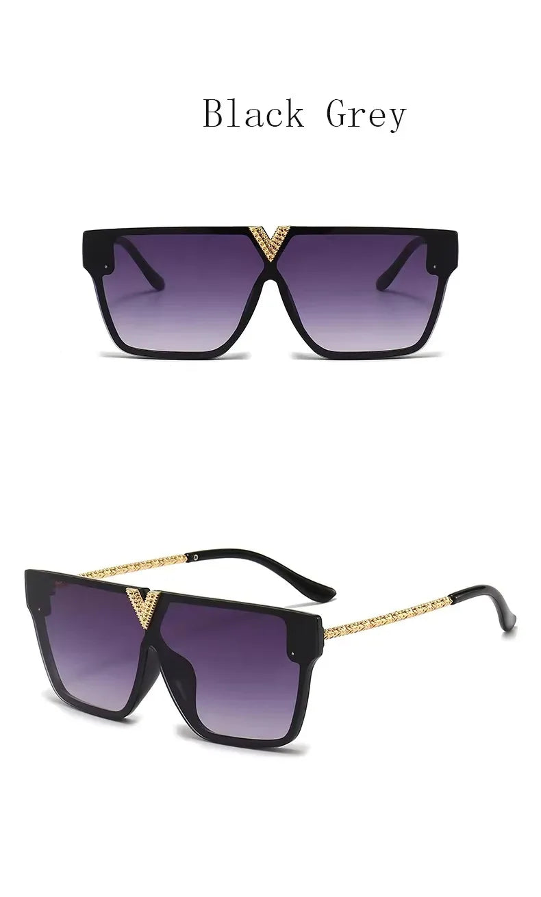 Sonnenbrille mit Buchstabe V für Damen und Herren, quadratischer Rahmen, zum Fahren, beliebter UV-Schutz, schwarze Sonnenbrille, Markendesign, berühmte Brillen 2025,