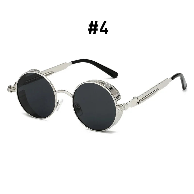 Vintage Steampunk Rote Sonnenbrille Männer Runde Punk Legierung Metall Retro Sonnenbrille Frauen Brille Gothic Stil Shades Brillen