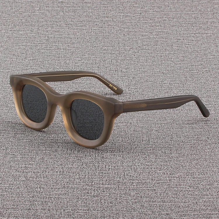 2024 Retro-Sonnenbrille für Damen und Herren, modisch, Acetat, quadratisch, grau, grüner Rahmen, matt gefrostet, UV400, handgefertigte Sonnenbrille