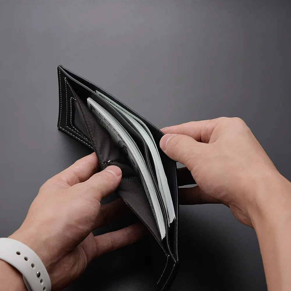 Pu Leder Männer kurze Brieftasche dünnen Stil Klapp junge Männer Kreditkarten halter Brieftasche