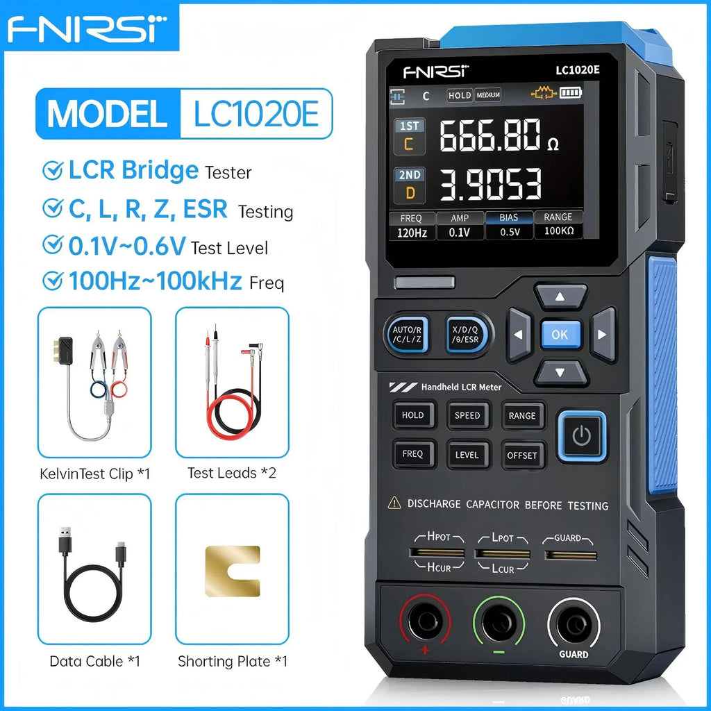FNIRSI LCR Tester Multimeter Widerstand Induktivität LC1020E Digital Bridge Handheld Praktische Tester Kapazität Kalibrierung
