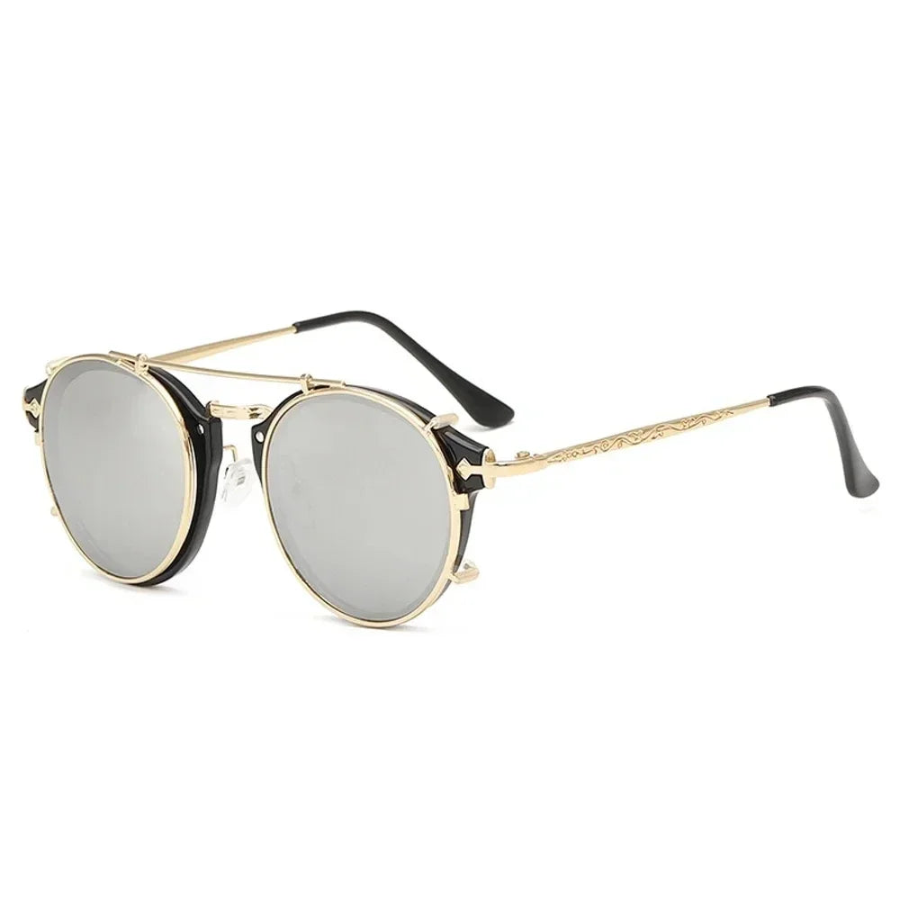 Klassische Gothic Steampunk Sonnenbrille Sonnenbrille Männer Frauen Marke Designer Vintage Runde Brille Mode Fahren Goggle UV400