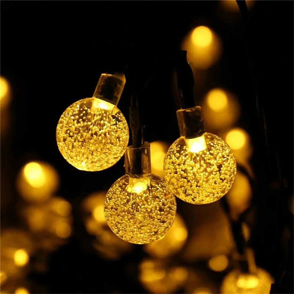 20-100LED Kristallkugel LED Solar Außenleuchte String Fairy Light Weihnachtskranz Garten Terrasse Party Außendekoration