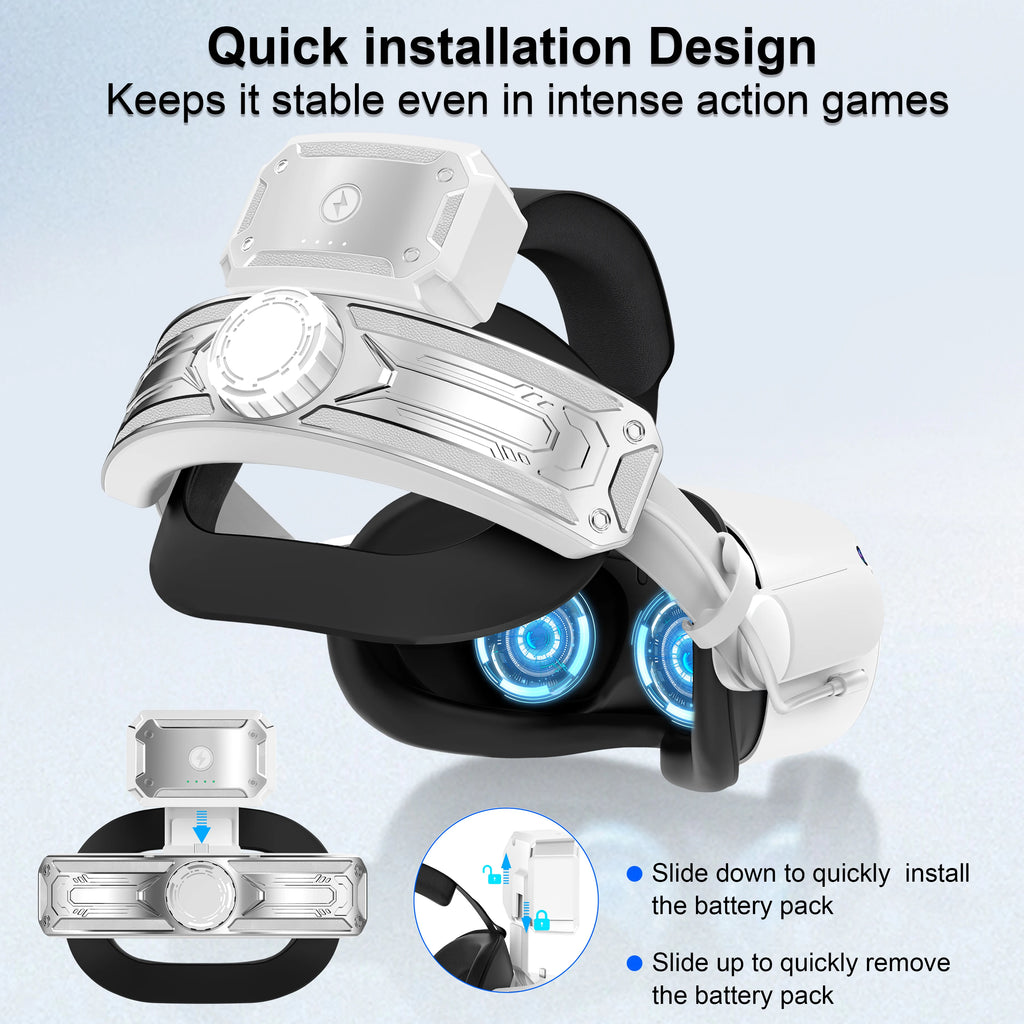 Kopfband mit Akku für Meta/Oculus Quest 2, verstellbares Elite-Gurt-Ersatzzubehör für Oculus/Meta Quest 2