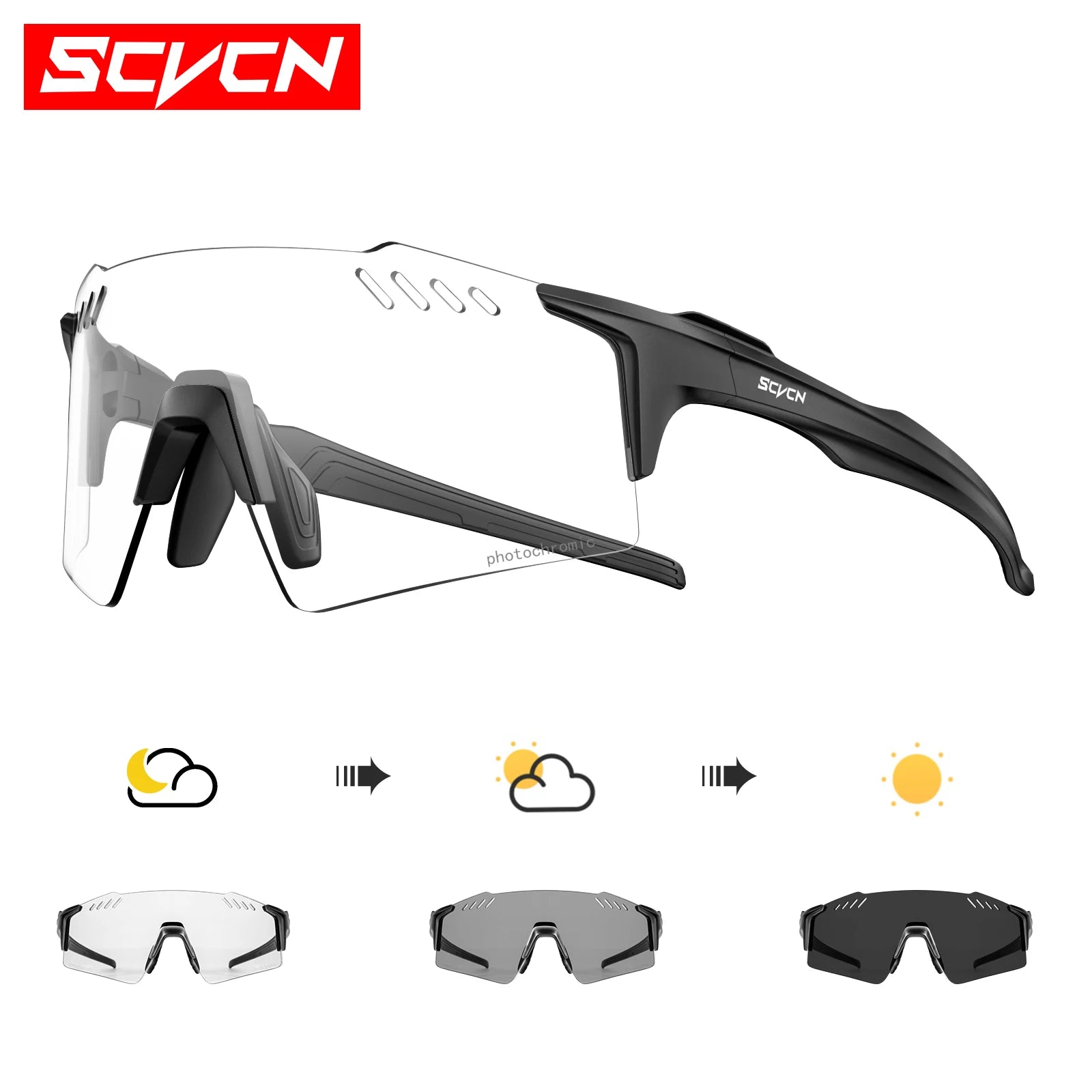 SCVCN Photochrome fahrrad Radfahren brille UV400 Fahrrad reiten Brillen Sport MTB Outdoor Sport Golf Camping Fahren Okulare