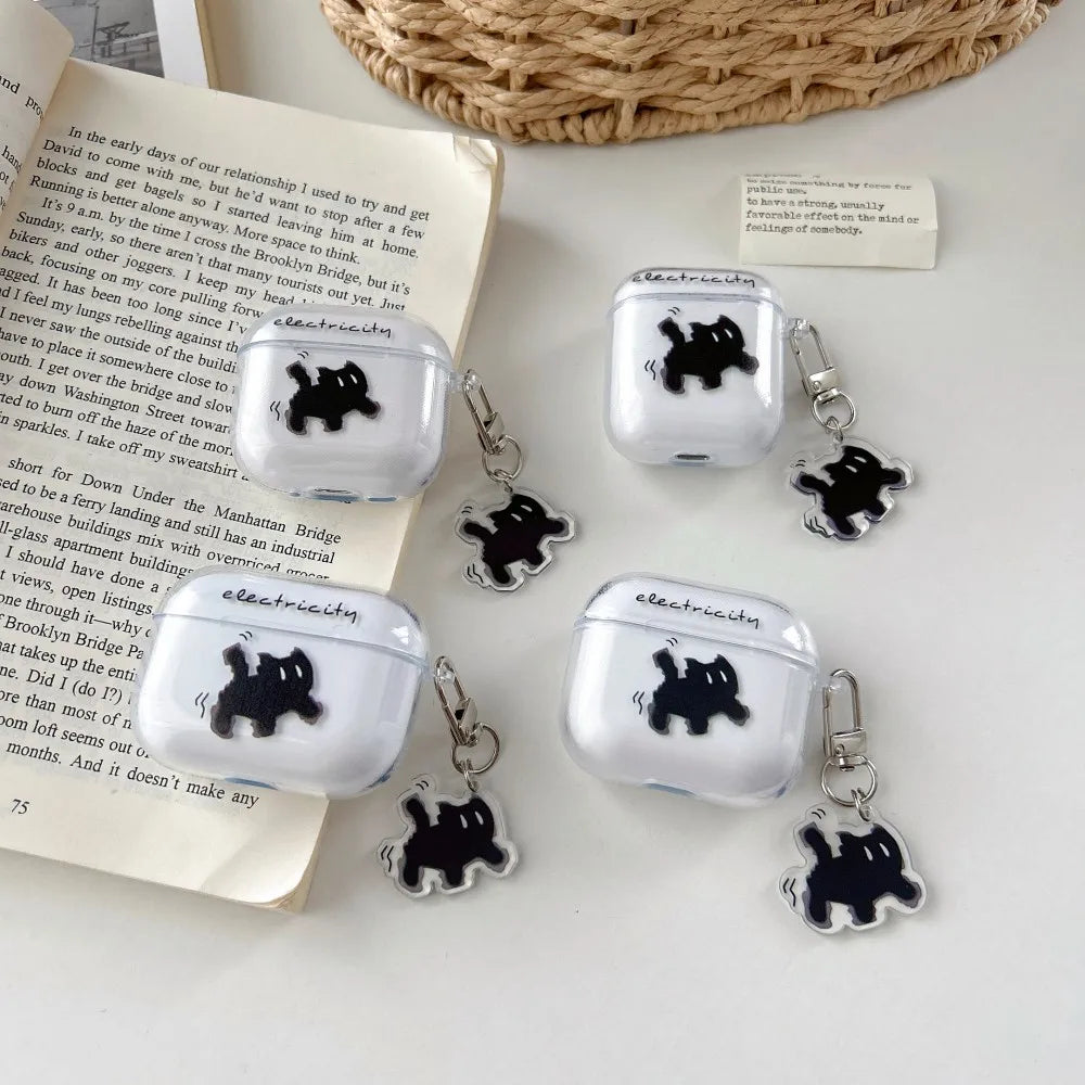 Drahtlose süße Katze schwarze Ladebox für AirPods 4 Pro 3 2 1 Pro3 Hülle transparente Silikon-Kopfhörerhüllen für Airpods Pro 2