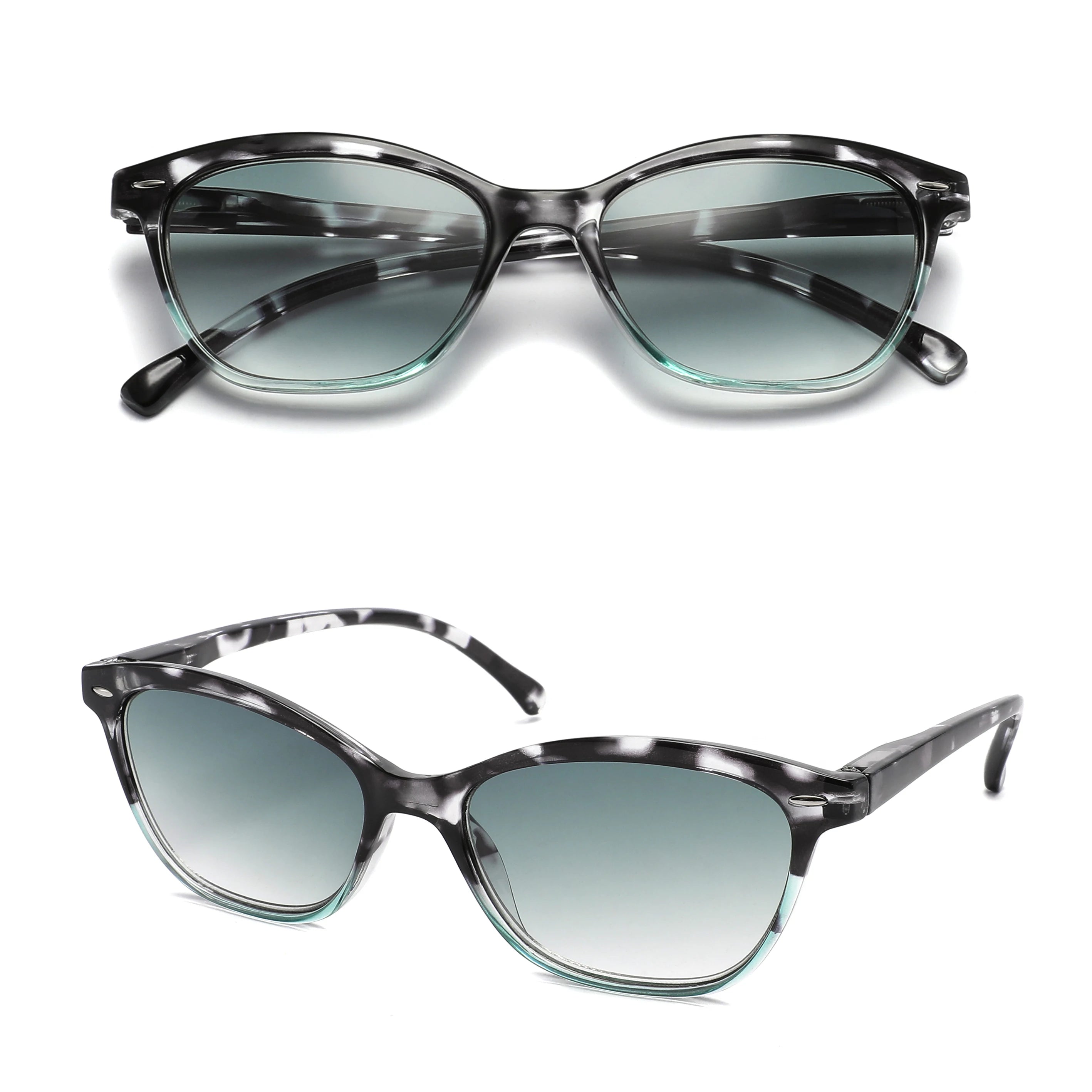 Lesesonnenbrille für Damen und Herren, quadratisch, klassischer Rahmen für den Außenbereich, Sonnenbrille, Lesebrille mit Dioptrien-Federscharnier