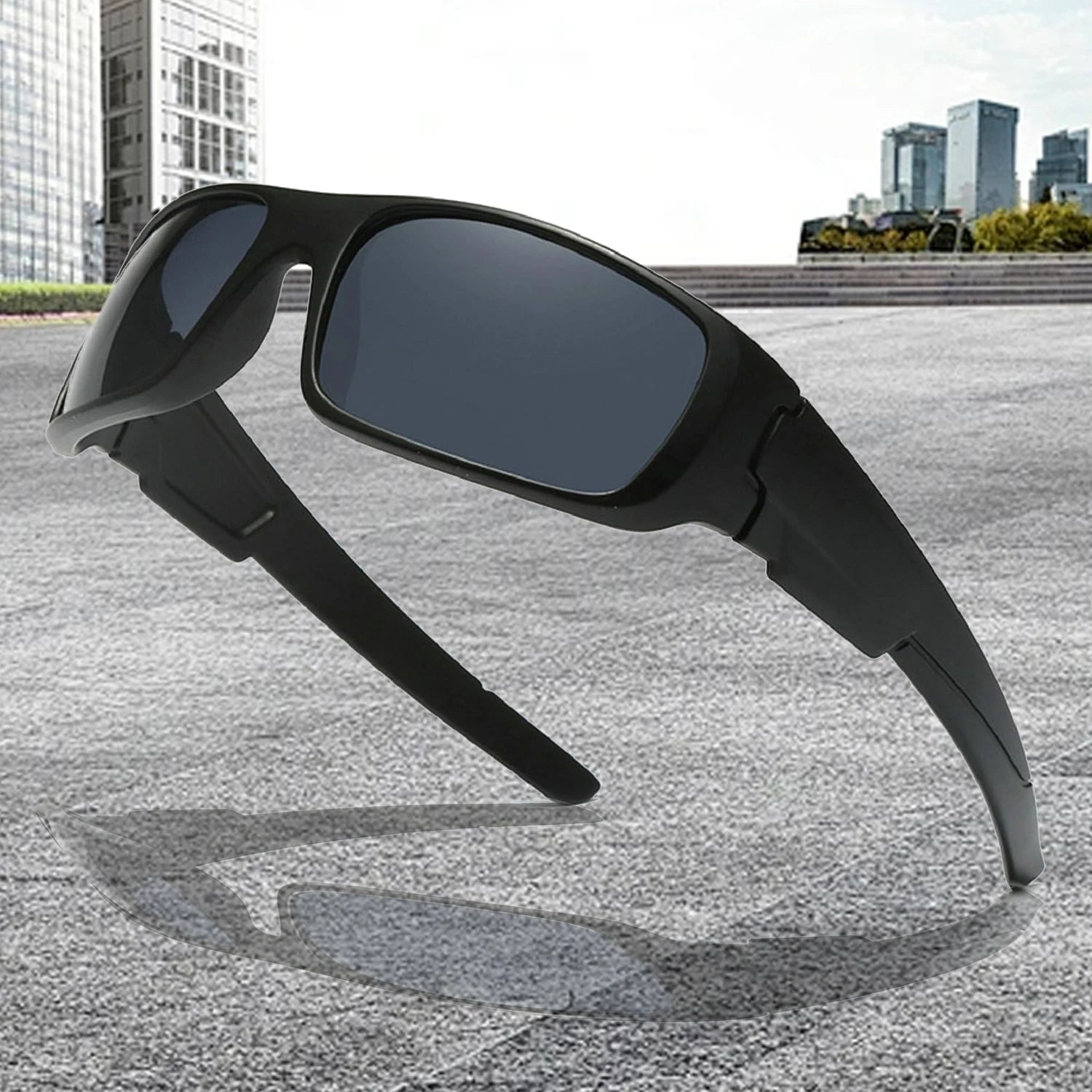 Polarisierte Sonnenbrille für Herren und Damen, Sport-Herren-Sonnenbrille, trendige Retro-Rechteck-Wickel-Vintage-UV400-Augenschutz