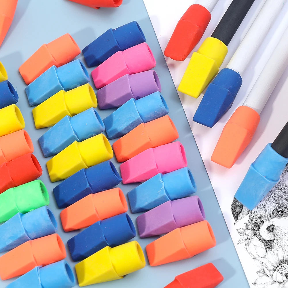 2-in-1-Radiergummis, Bleistift-Top-Schutzkappen, kreative Meißelform, Stiftspitze, Schutzhülle, Radiergummi, Korrekturzubehör für Studenten