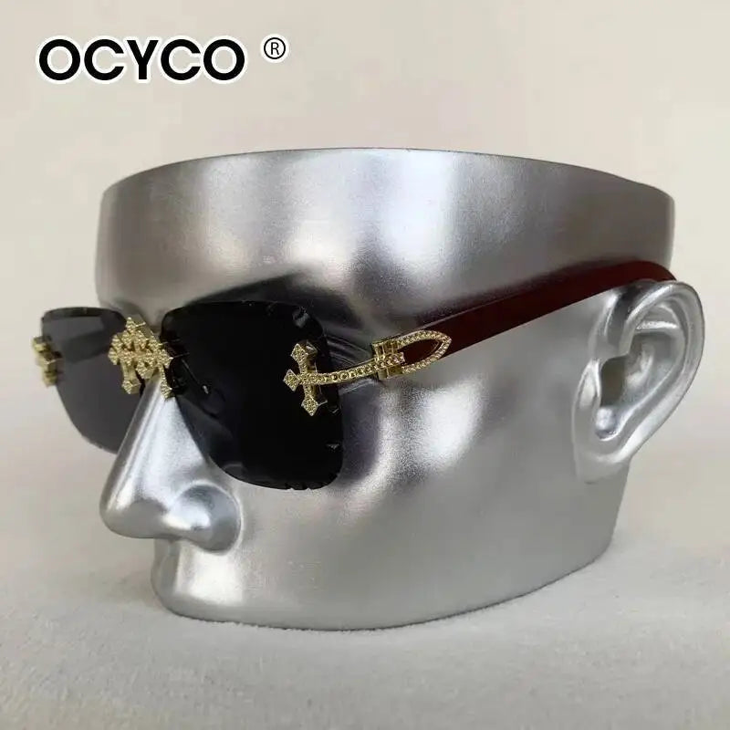2026 Neue Steampunk Randlose Quadratische Sonnenbrille für Herren Luxusmarke Vintage Schneidgläser Sonnenbrille Trendige Schattierungen Eyewear UV400