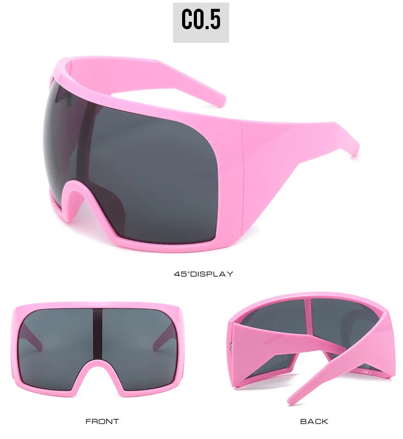 Übergroße Sonnenbrille für Herren, umwickelt, windabweisend, persönlich, große Farbtöne, futuristische Mode, Zukunftsschild, Uv400, Radfahren, Motorrad
