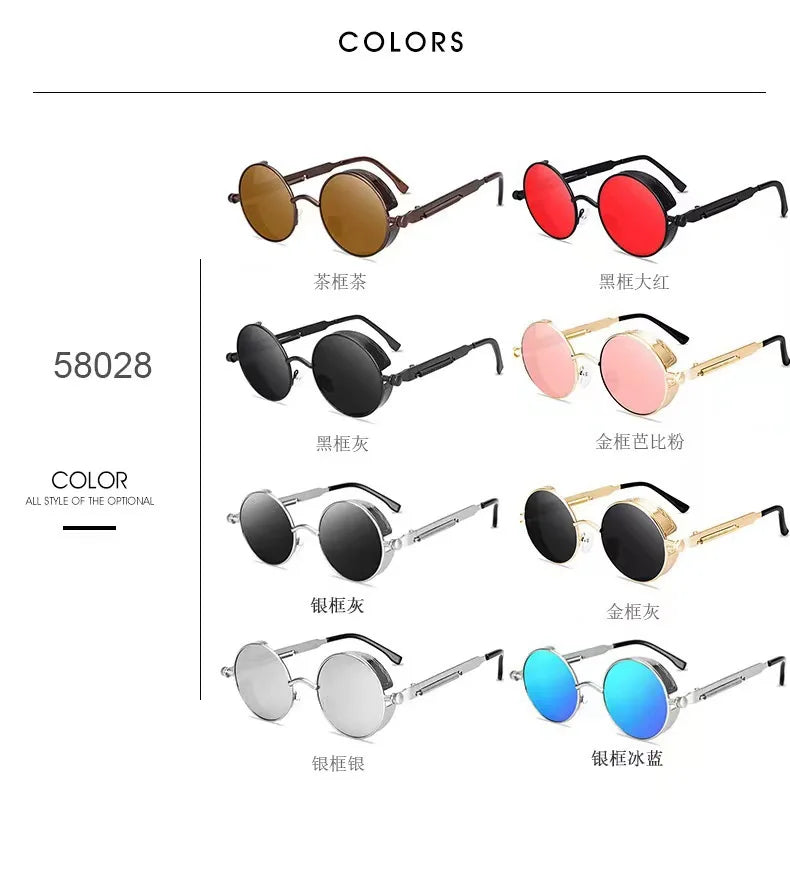 Runde Sonnenbrille Mann Gothic Steampunk Sonnenbrille für Frauen Marke Designer Vintage Mode Metall Shades Brillen Gafas De Sol