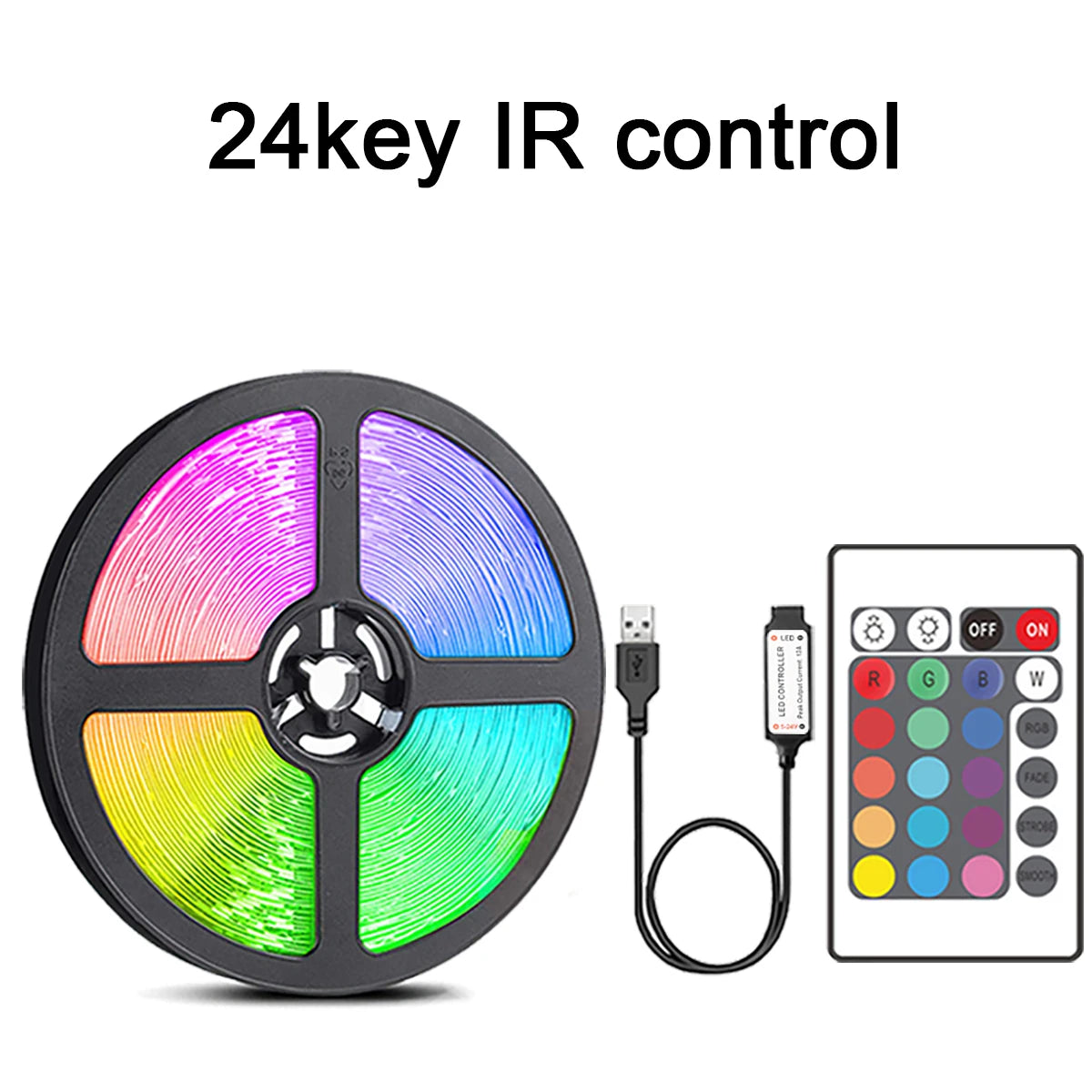 LED-Streifenlichter mit 44-Tasten-Fernbedienung, 1 m, 5 m, 10 m, 20 m, RGB-Band, LED-Wand, Zimmer für Zuhause, Schlafzimmer, Party, Dekoration, TV-Hintergrundbeleuchtung