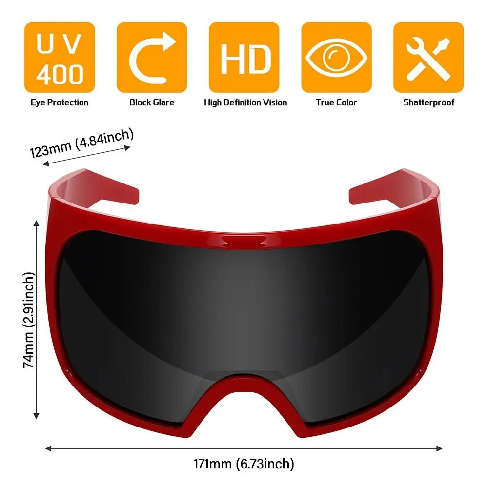 Futuristische Wrap-Around-Sonnenbrille Rave gebogene Linse UV400-Schutz 2000er Brillen übergroße Y2K-Sonnenbrille für Frauen und Männer