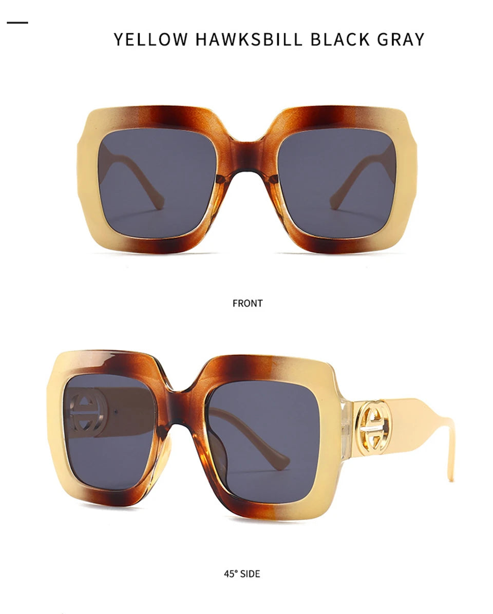2024 Retro übergroße quadratische Sonnenbrille Frauen Luxusmarke Big Frame Sonnenbrille für Männer Vintage Punk Shades UV400 Tendy Brillen