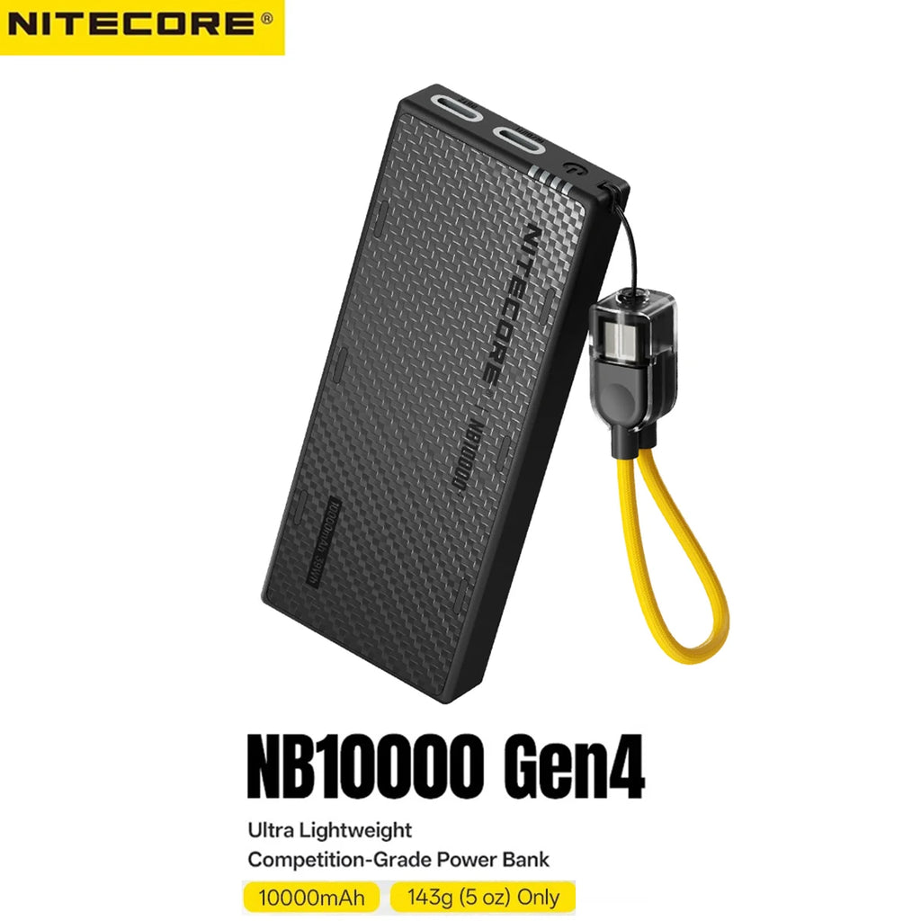 NITECORE NB10000 Gen4 9V 22,5W Schnellladende Carbonfaser-Powerbank 10000mAh Mobile Outdoor-Powerbank IPX7 Dual USB-C