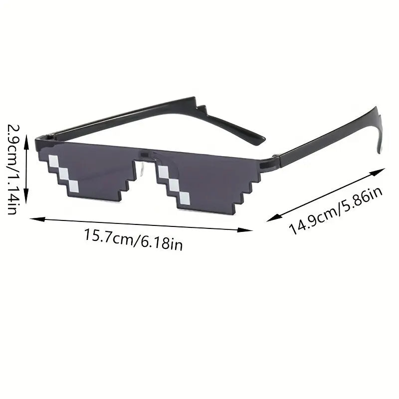 2 Stück Mosaik Sonnenbrille coole Party Vintage-Sonnenbrillen für Männer pixel ige Sonnenbrille lustige Frauen Brille