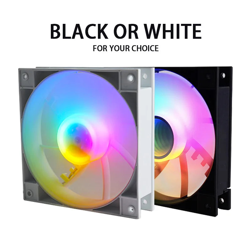 Manmu 120 mm Computergehäuse-Lüfter, stumm, Regenbogen-LED-Licht für Kühler, RGB-Lüfter für PC-Lüfterkühlung