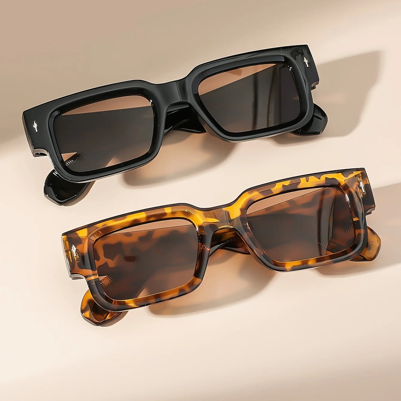 1PC Unisex Retro Quadratische Sonnenbrille Klassischer UV-Schutz Kunststoffrahmen für Outdoor-Reisen Fahren