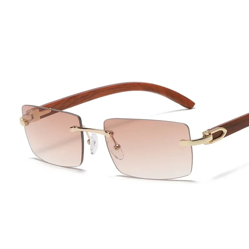 Sonnenbrille Männer Frauen Sonnenbrille Holz Rahmen Randlose Schwarze Brillen Mode Brillen Gafas De Sol